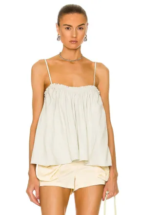 &Aacute;eron Cathleen Linen Blend Oversized Strappy Tank Top In Pistachio