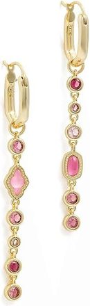 Kendra Scott Mini Elisa Abbie Huggie Womens Earrings Earring Gold Pink Mix, Brass/Rhodium-Plated