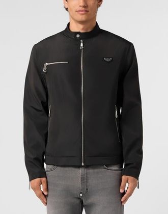Philipp Plein Nylon Motor Jacket Men in Black at Nordstrom, Size Xxx-Large