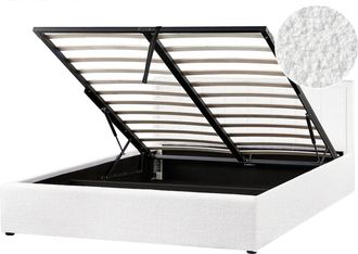 Beliani Cama matrimonial de tejido blanco 160x200