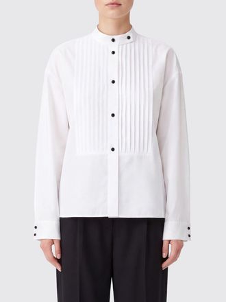 Emporio Armani Camicia in cotone con plastron plissettato e collo alla coreana