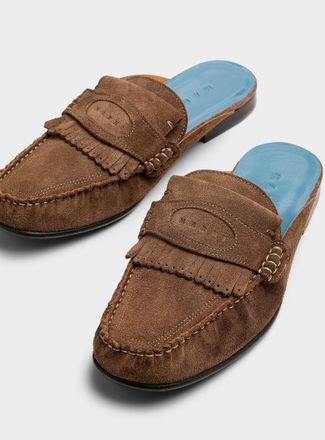 Marni Mens Suede fringe loafer mule Men
