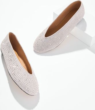 Talbots Vera Embellished Suede Ballet Flats - Opal Grey - 10 1/2 M Talbots