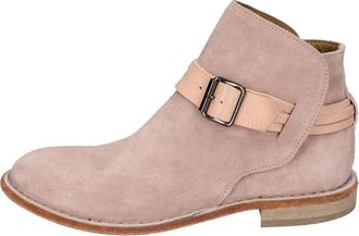 Moma Vintage Su&egrave;de Enkellaarsjes - Dames - Veterlaarzen - Roze - 37 EU - Su&egrave;de - Schoenen