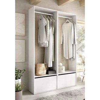 Dmora Gran Armario Brealone, Muebles De Dormitorio, Vestidor, Armario De Ropa, 120x45 H205 Cm, Blanco Y Roble - Dmora