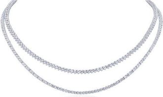 Kenneth Jay Lane Round Cut Cubic Zirconia Double Strand Necklace in Rhodium Plated Brass at Nordstrom