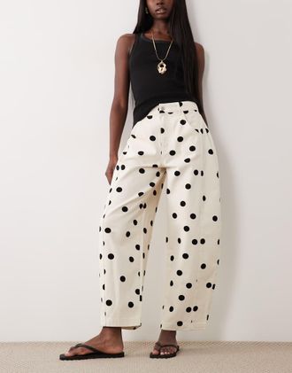 Asos Jeans bombati a pois-Bianco