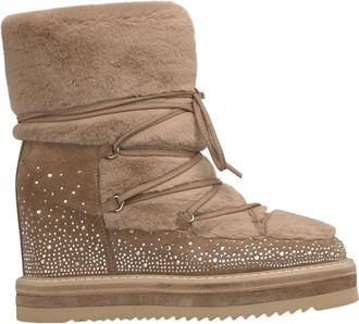 Alma En Pena Lace-up Fur Bootie - Dames - Winterlaarzen - Bruin - 39 EU - Schoenen