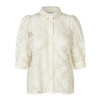 Lollys Laundry Blouses, female, Beige, Size: XL Elegant Bonoll Shirt in Cream