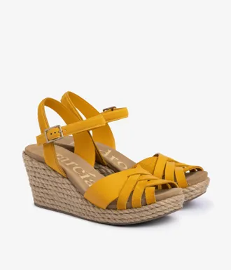 Pedro Garcia Midi jute wedge in yellow suede| Angelina | Spring Summer 26 |PEDRO GARCIA