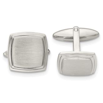 Diamond2Deal Stainless Steel Brushed and Polished Square Cufflinks