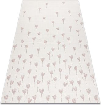 RugsX Rugsx - Alfombra De Cuerda Sisal Flat 48779/526 Flores Crema/rosa Beige 160x230 Cm