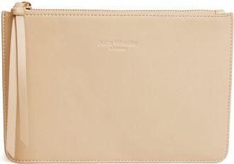 Alice Wheeler Nappa Vegan Leather Clutch Envelope Evening Bag with wrist strap (Sand)