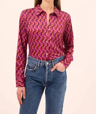 Misa Celine Top In Geo Sixty Satin