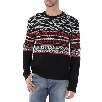 Roberto Cavalli Mens Intarsia Wool-blend Sweater, Size X-Large
