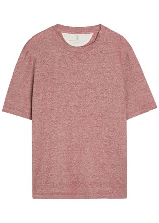 Brunello Cucinelli Linen and Cotton-blend T-shirt - Coral - XL