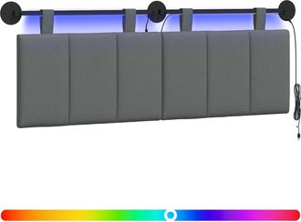 vidaXL Cabecero Colgante Con Luz Led Gris Oscuro Tela Vidaxl