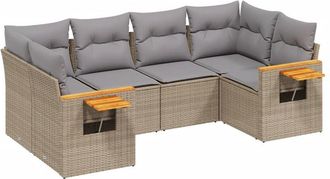 vidaXL Juego De Sof&aacute;s Jard&iacute;n Con Cojines 6 Pzas Rat&aacute;n Sint&eacute;tico Beige Vidaxl