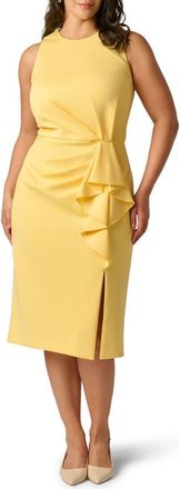 Adrianna Papell Ruffle Sleeveless Sheath in Warm Sun at Nordstrom, Size 14W