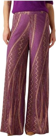 Amaya Amsterdam Broeken, Dames, Grijs, S, Paarse Wijde Broek