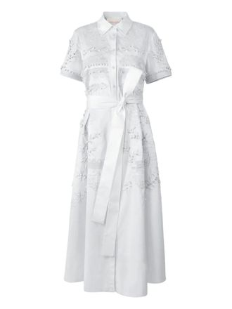 Carolina Herrera embroidered midi shirt dress - women - Cotton/Polyurethane - 10 - White