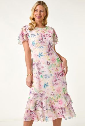 Roman Floral Double Frill Dress