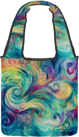 Generic Artistic Flowing Various Shades Swirls Texture Reversible Canvas Shoulder Tote - Double-Sided Print, 12oz Cotton, 27cm Drop, Fold-Flat Bag for Travel,