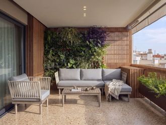 Beliani Conjunto De Jard&iacute;n Sof&aacute; Esquinero Izquierdo Sill&oacute;n Y Mesa De Centro Madera De Acacia Marr&oacute;n Y Gris Cremona