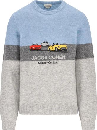 Jacob Cohen colour-block embroidered sweater - men - Mohair/Wool/Polyamide/Spandex/Elastane - S - Blue