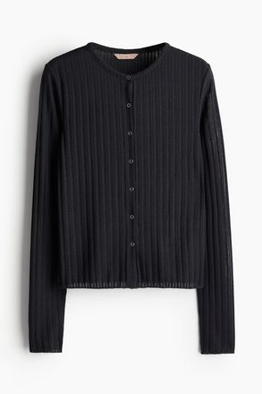 H&M Gerippter Cardigan - Softschwarz