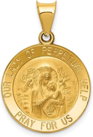 Diamond2Deal 14k Yellow Gold Polished Satin Our Lady Perpetual Help Medal Hollow Pendant