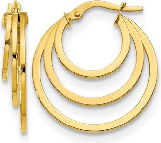 Diamond2Deal 14K Yellow Gold Fancy 3 Round Hoop Earrings