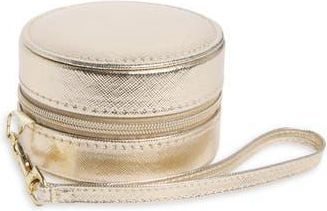 Nordstrom Mini Round Jewelry Box in Gold Metallic Saffiano at Nordstrom Rack