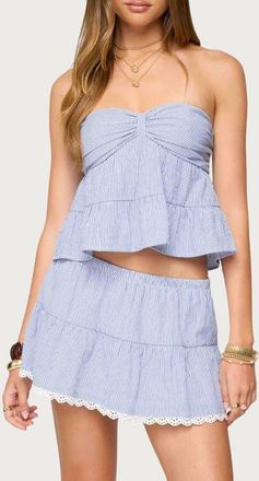 Edikted Dora Stripe Strapless Top in Blue-And-White at Nordstrom, Size X-Small