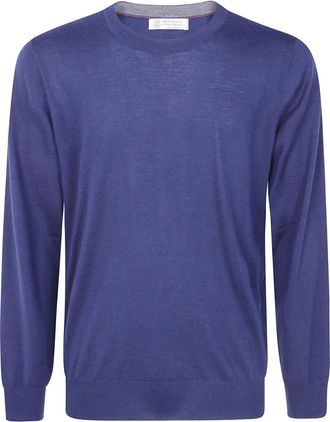 Brunello Cucinelli Trui - Heren - Cashmere truien - Blauw - 2XL - Kasjmier - Truien & Vesten
