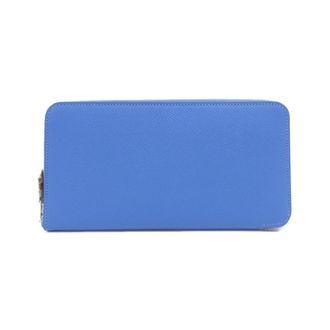 Herm&egrave;s Blue Epsom Leather Silk Long Wallet (Bi-Fold) (Pre-Owned)