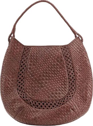 Ibeliv Chocolate Lamia Woven Leather Shoulder Bag