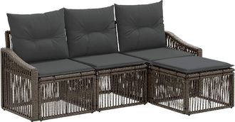 vidaXL Conjunto De Sof&aacute;s De Jard&iacute;n 4 Uds. Gris Rat&aacute;n Sint&eacute;tico Vidaxl