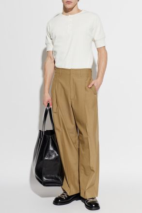 Christophe Lemaire Pleated Trousers, Mens, Brown
