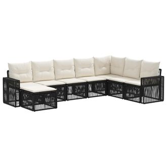 vidaXL Conjunto De Sof&aacute;s De Jard&iacute;n 8 Pcs Negro Y Blanco Crema Vidaxl