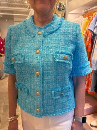 Weill Tinna Short Sleeved Jacket In Aqua