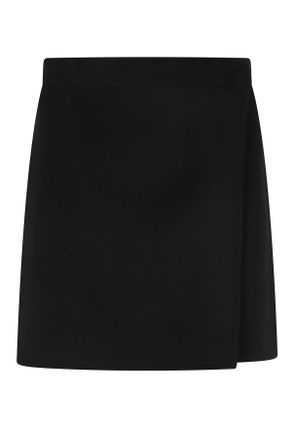 Semicouture Black June Wrap-Around Virgin Wool Mini Skirt