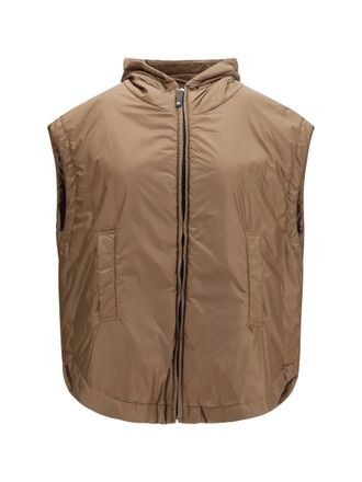Max Mara Womens Hooded Padded Vest Dark Gold Outer: Polyester Puffer Jackets