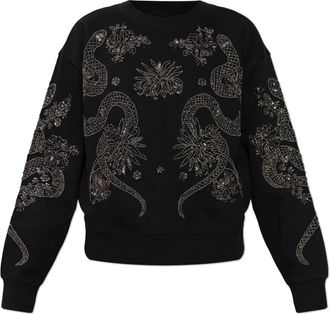 AllSaints Cecile Embellished Pippa Sweatshirt - Dames - Sweatshirts - Zwart - L - Katoen - Hoodies & sweatvesten