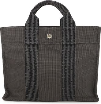Herm&egrave;s Her Line Gray Canvas Handbag Tote Bag (Pre-Owned)