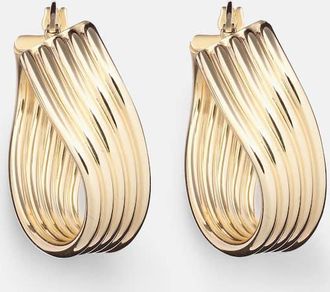 Stone and Strand Swerve 10kt gold earrings