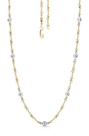 Roberto Coin Dogbone Diamond Station Necklace in Yellow Gold at Nordstrom, Size 16