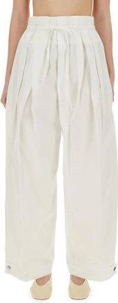 Jil Sander Trouser 68 AW 28 - Dames - Wijde Broeken - Wit - S - Katoen - Broeken