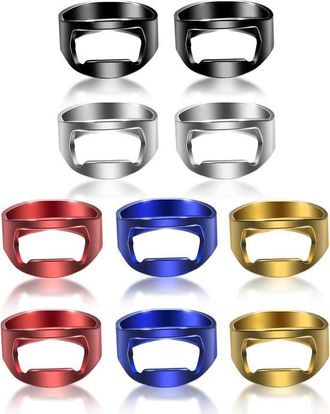 OEM 10 Abridores De Botellas De Anillo, Abridor De Botellas De Cerveza De Acero Inoxidable Para Dedos, Negro, Plateado, Rojo, Amarillo, Azul