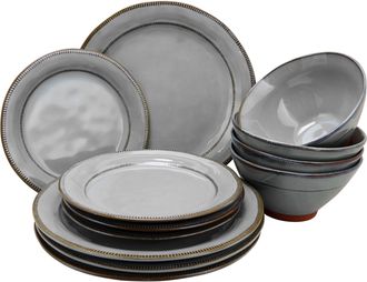 Gibson Home Terranea 12 Piece Dinnerware Set in Grey